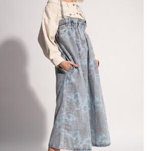 GANNI x Levi's Rare Faded Floral Print Vintage Denim Jean Distressed Midi Dress